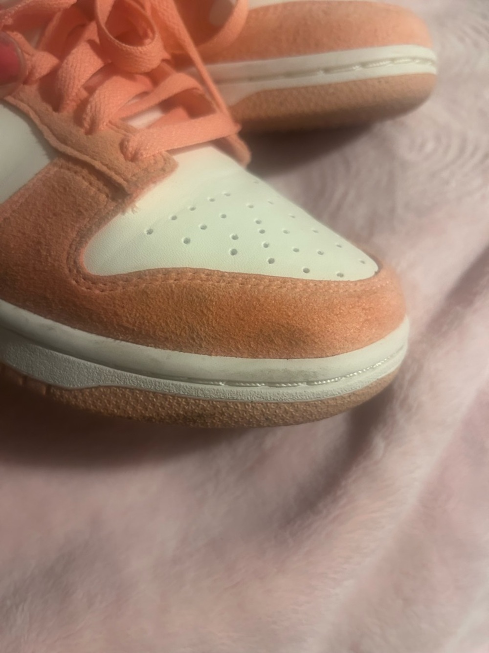 Nike Women's Low-Top Sneakers in Peach and Cream Suede - Picture 4 of 6